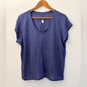 Sigrid Olsen Linen Short Sleeve Top Size XL